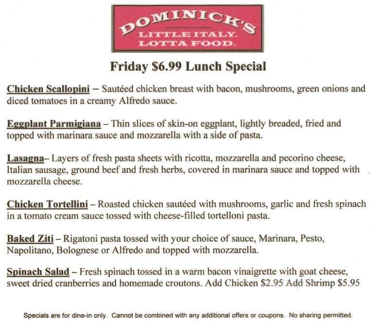 Dominick's of Buford - Buford, GA menu_pic