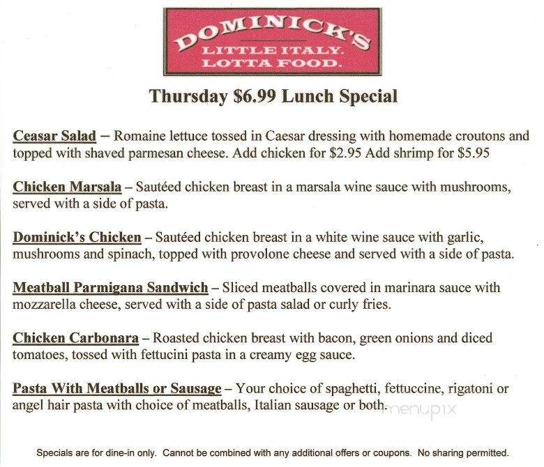 Dominick's of Buford - Buford, GA menu_pic