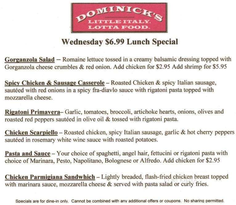 Dominick's of Buford - Buford, GA menu_pic