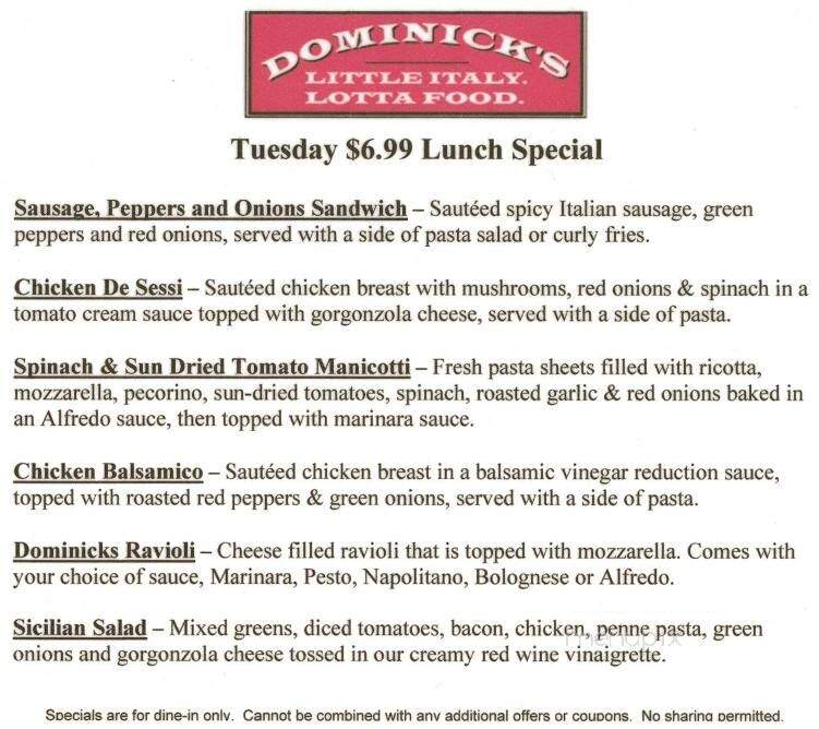 Dominick's of Buford - Buford, GA menu_pic