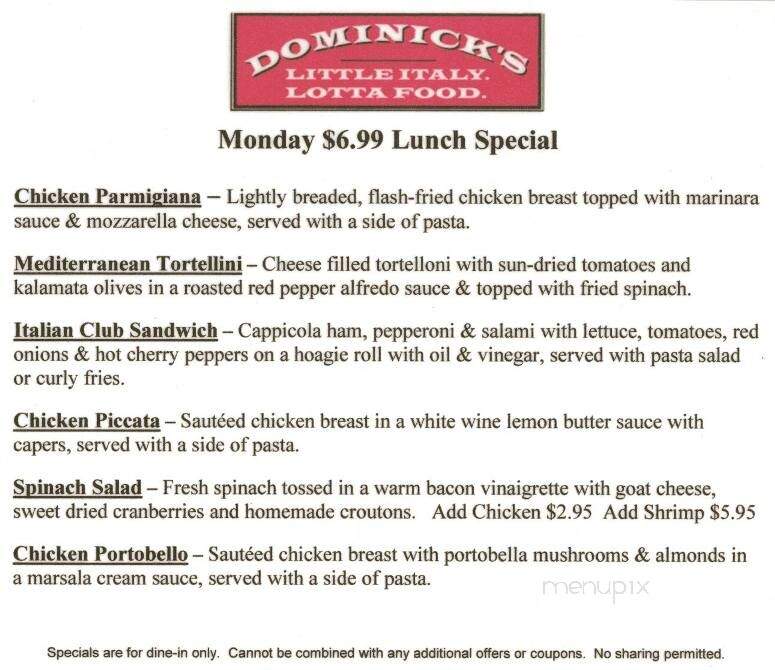 Dominick's of Buford - Buford, GA menu_pic