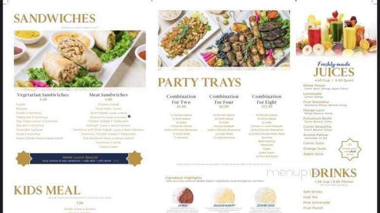 Malek Al Kabob - Taylor, MI menu_pic