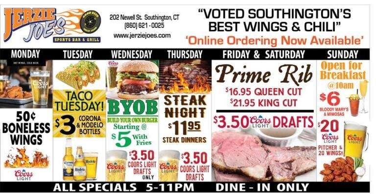 Jerzie Joe's Sports Bar & Grill - Southington, CT menu_pic