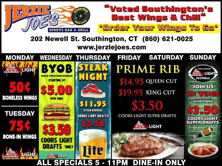 Jerzie Joe's Sports Bar & Grill - Southington, CT menu_pic