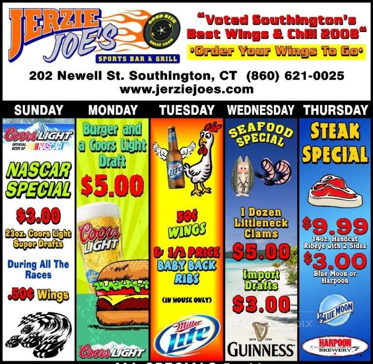 Jerzie Joe's Sports Bar & Grill - Southington, CT menu_pic
