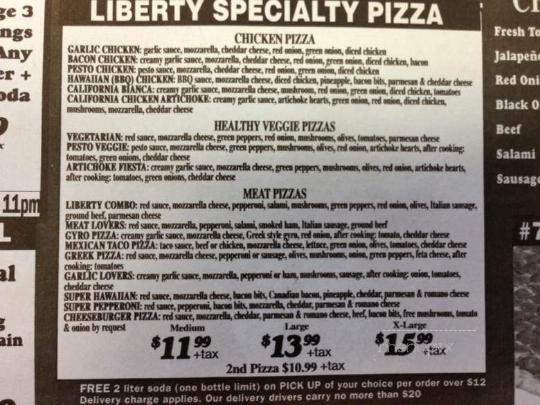 Liberty Pizza Plus - Antelope, CA menu_pic