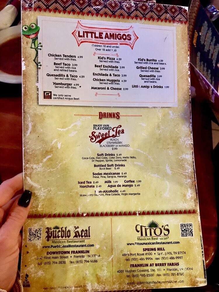 Pueblo Real Restaurant - Franklin, TN menu_pic
