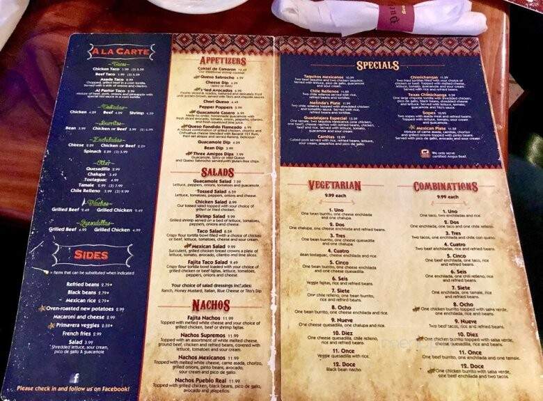 Pueblo Real Restaurant - Franklin, TN menu_pic