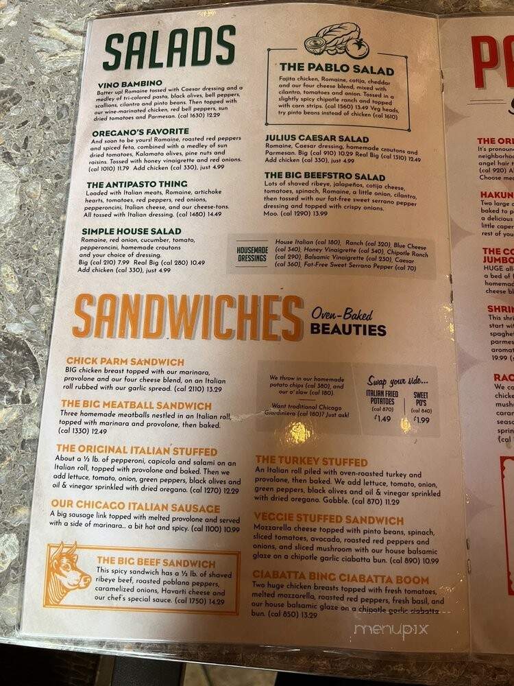 Oregano's Pizza Bistro - Chandler, AZ menu_pic