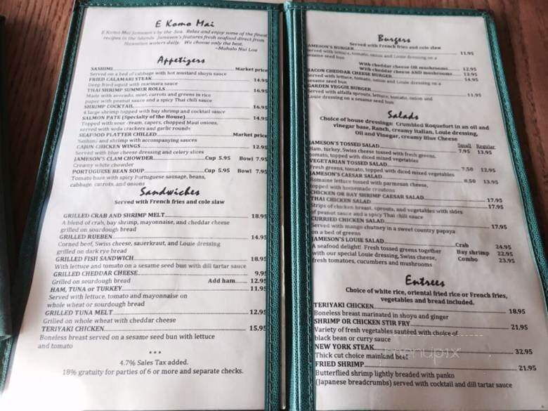 Jameson's By The Sea - Haleiwa, HI menu_pic