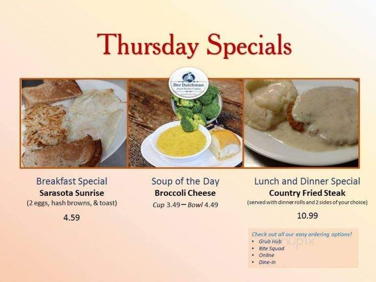 Dutchman Restaurant - Sarasota, FL menu_pic