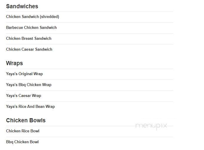 Yaya's Flame Broiled Chicken - Midland, MI menu_pic