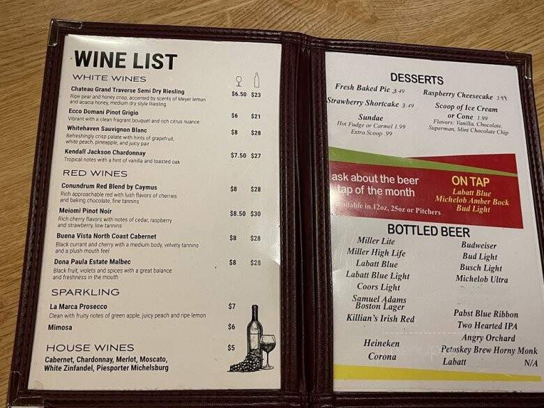Southwoods Restaurant - Petoskey, MI menu_pic
