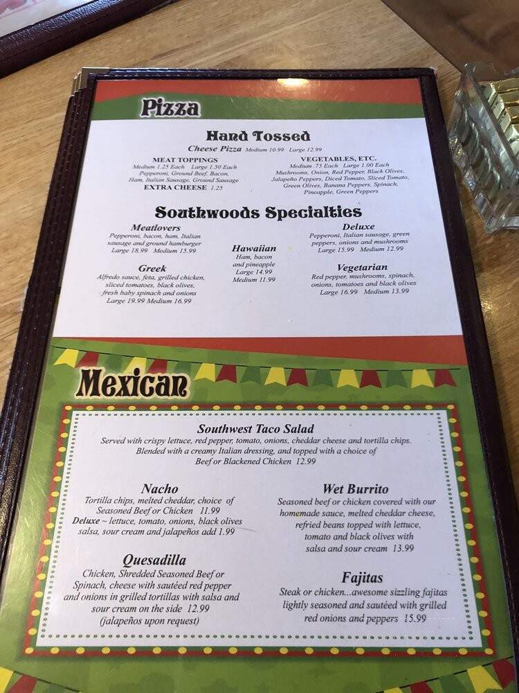 Southwoods Restaurant - Petoskey, MI menu_pic