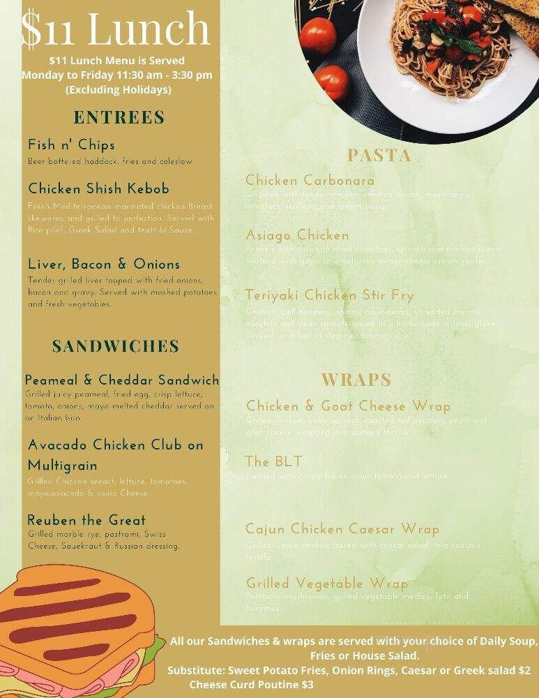 Oasis Bar & Grill - Cobourg, ON menu_pic