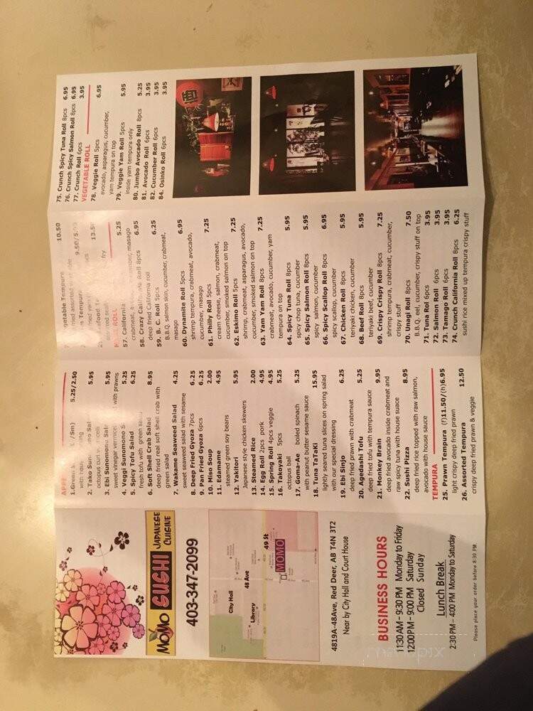 Momo Sushi - Red Deer, AB menu_pic