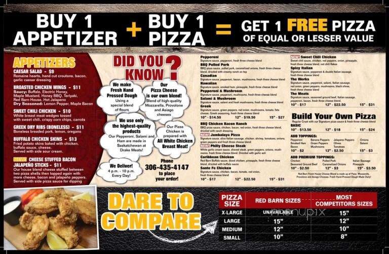 Red Barn - Moosomin, SK menu_pic