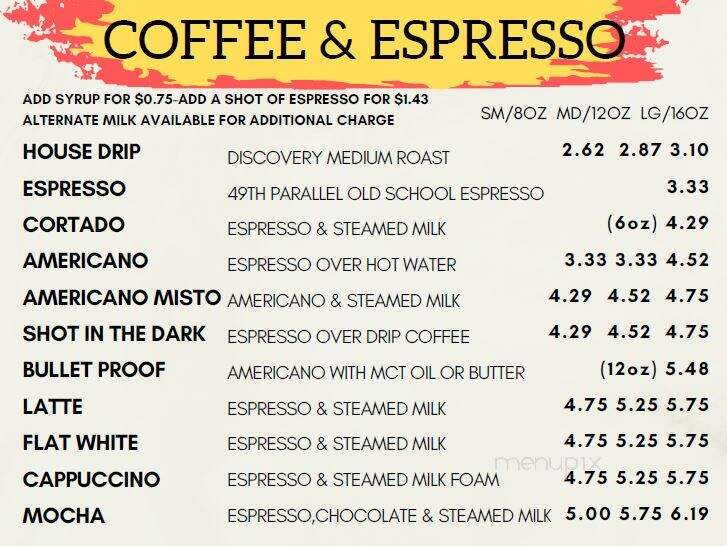 Mud Sharks Coffee Bar - Courtenay, BC menu_pic