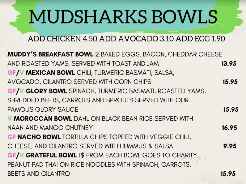 Mud Sharks Coffee Bar - Courtenay, BC menu_pic