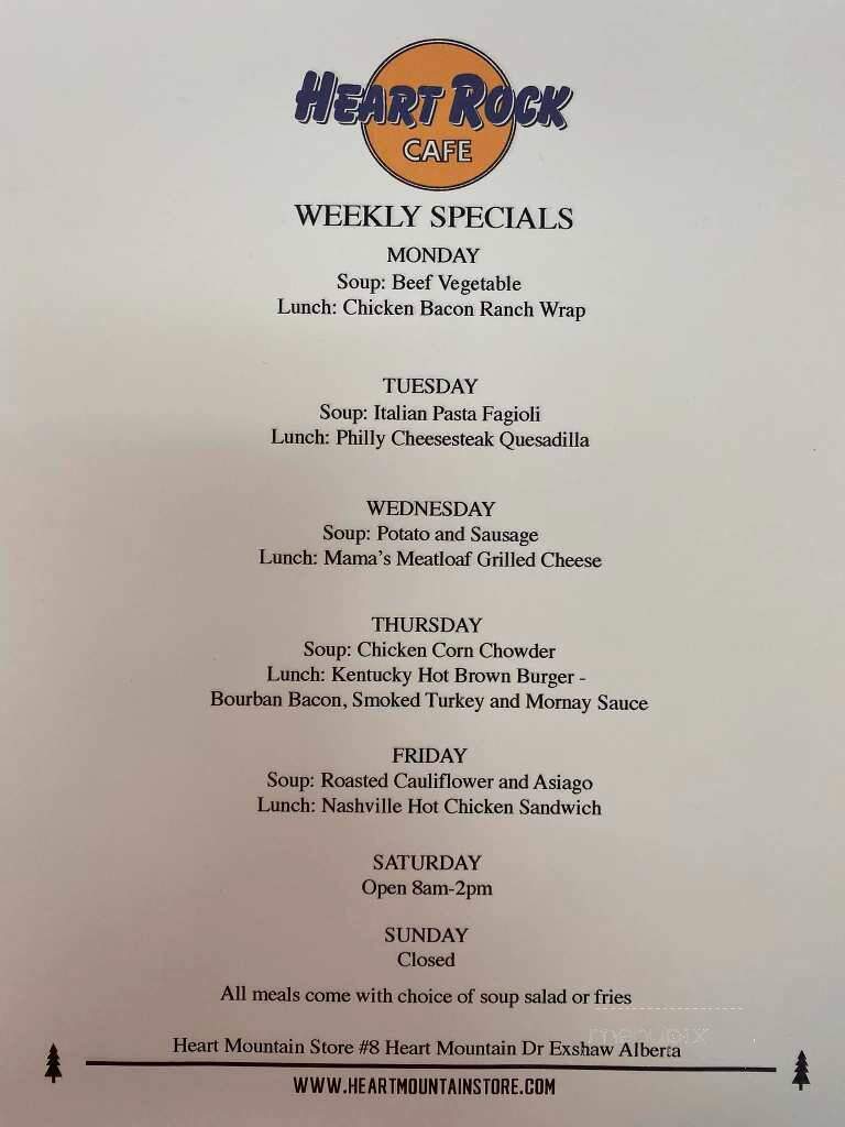 Heart Mountain Store & Service Centre - Exshaw, AB menu_pic