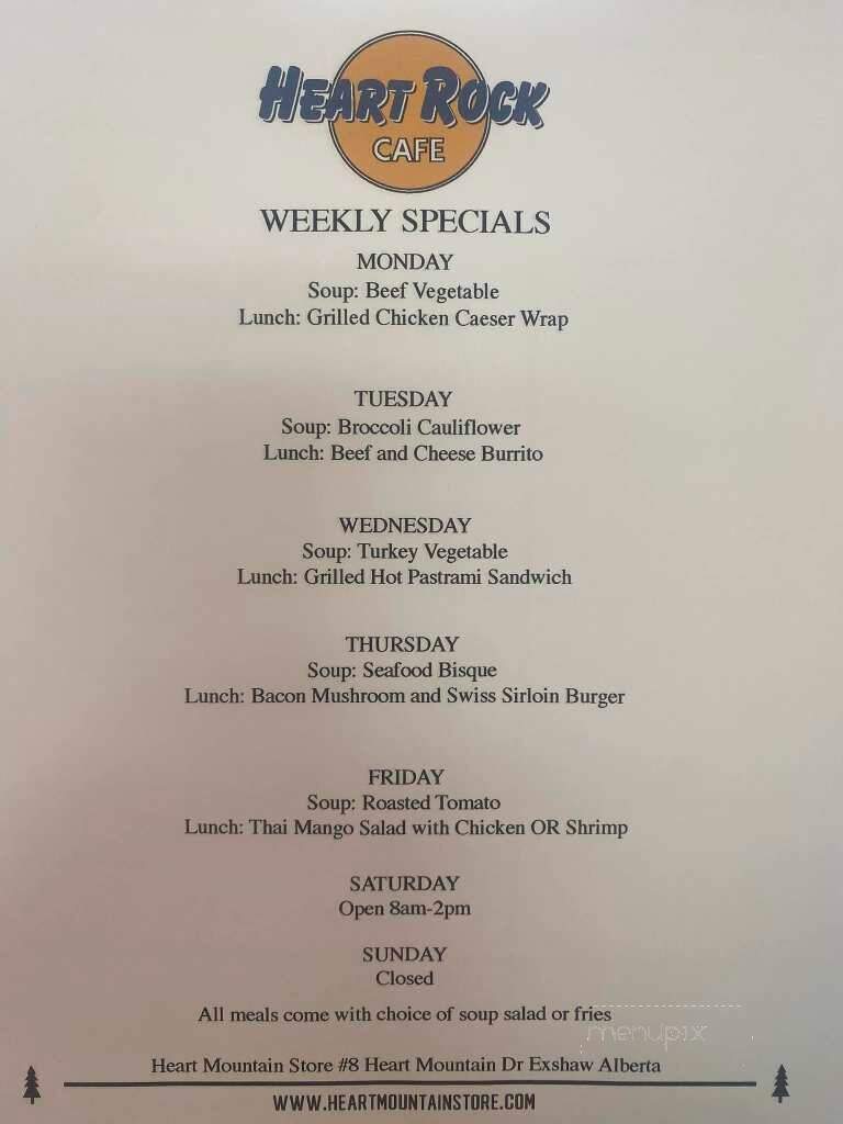 Heart Mountain Store & Service Centre - Exshaw, AB menu_pic