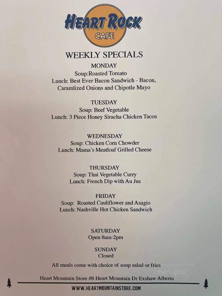 Heart Mountain Store & Service Centre - Exshaw, AB menu_pic