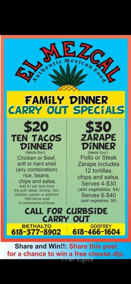 El Mezcal Restaurant - Godfrey, IL menu_pic