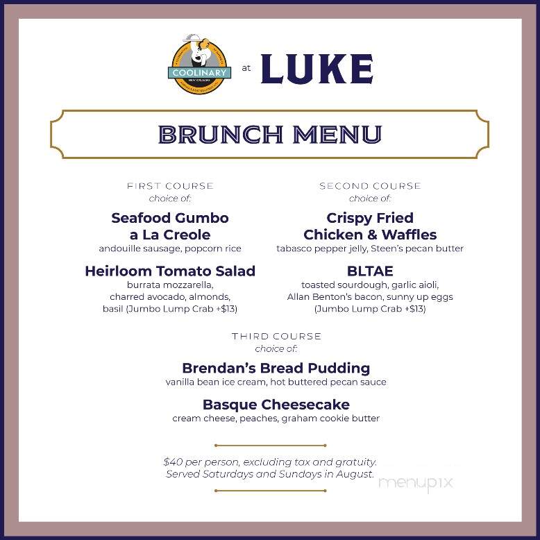 Luke Restaurant - New Orleans, LA menu_pic
