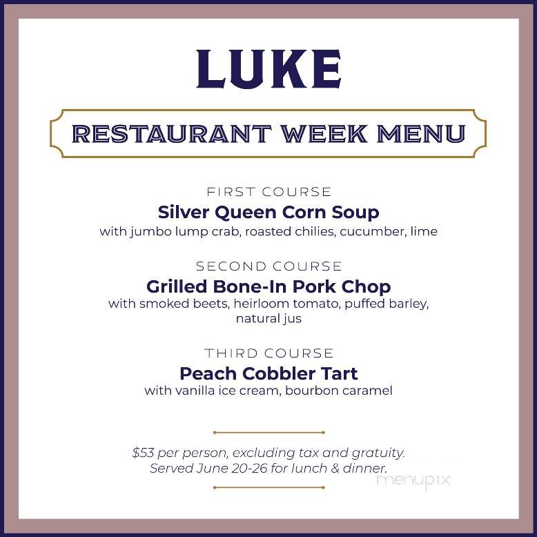 Luke Restaurant - New Orleans, LA menu_pic