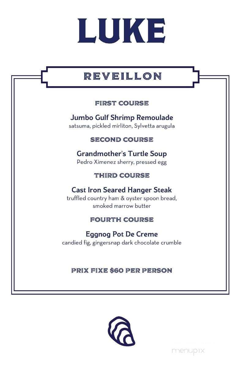 Luke Restaurant - New Orleans, LA menu_pic
