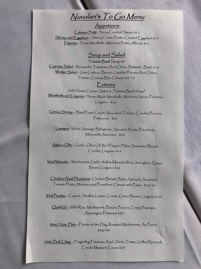 Nuvolari's - Mandeville, LA menu_pic