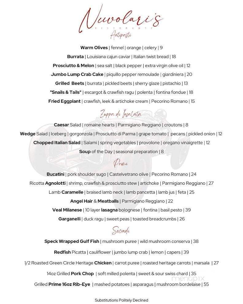 Nuvolari's - Mandeville, LA menu_pic