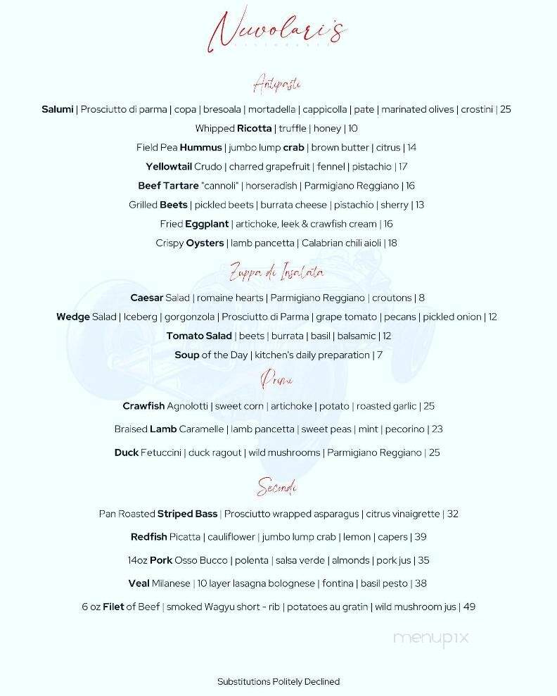 Nuvolari's - Mandeville, LA menu_pic