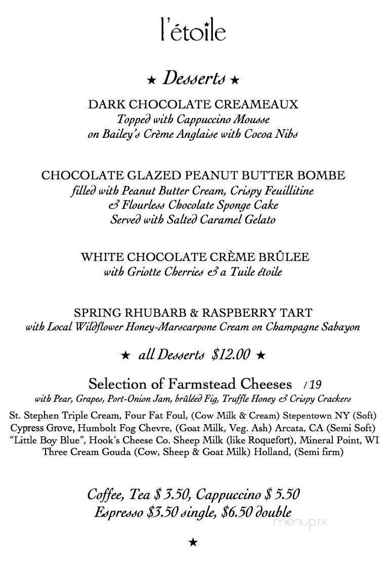 L'Etoile Restaurant - Edgartown, MA menu_pic