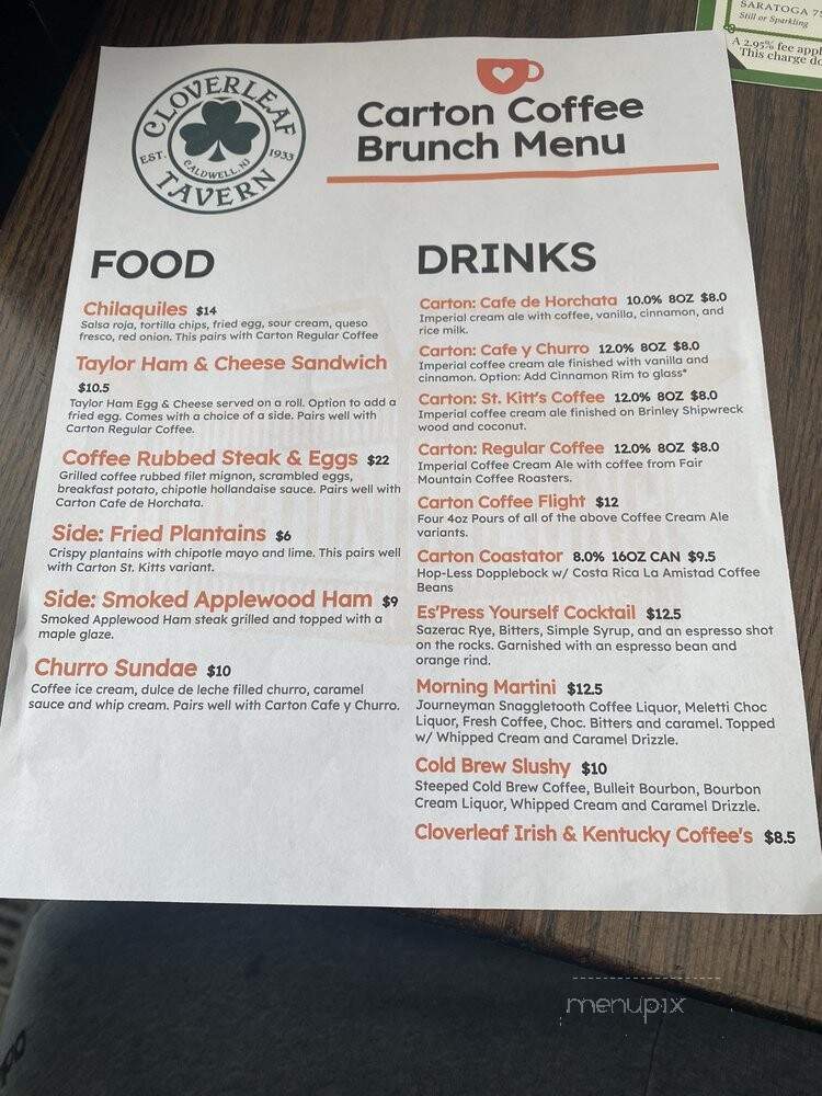 Cloverleaf Tavern - Caldwell, NJ menu_pic