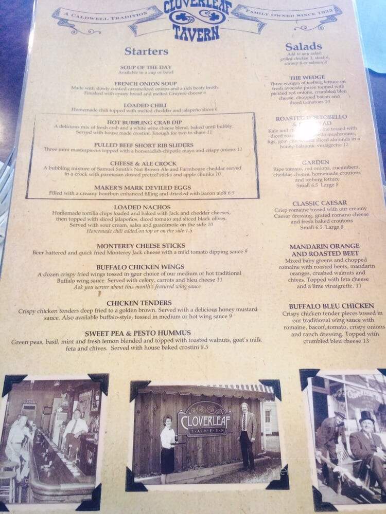 Cloverleaf Tavern - Caldwell, NJ menu_pic