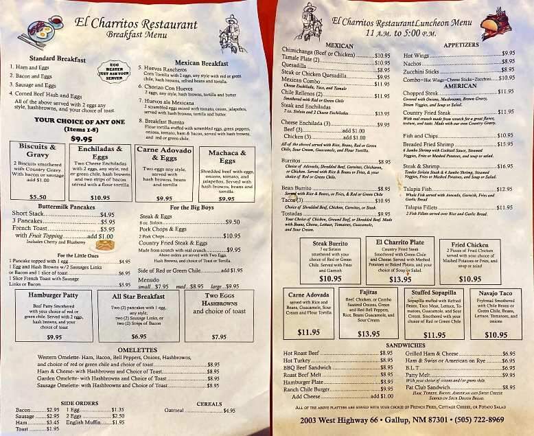 El Charrito Inc - Gallup, NM menu_pic