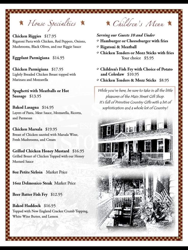 Main Street Ristorante - Newport, NY menu_pic
