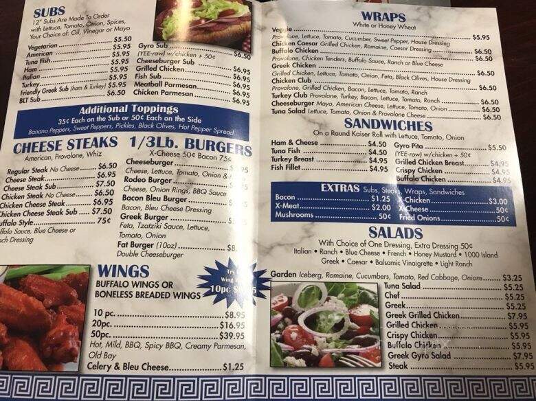 Friendly Greek Pizza - Lancaster, PA menu_pic