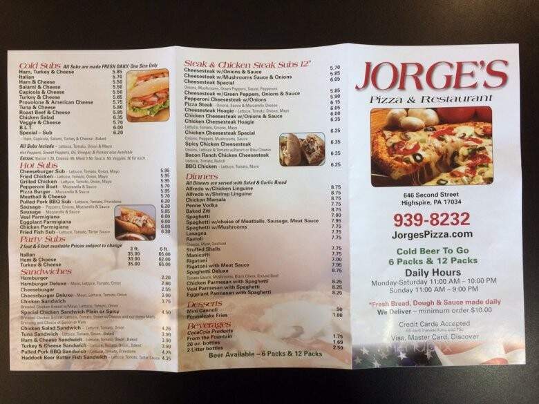Jorge's Pizza - Highspire, PA