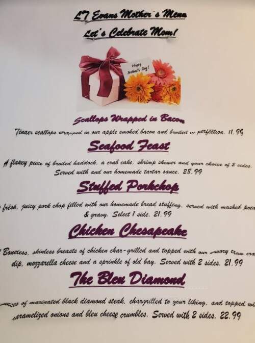 L T Evans - Danville, PA menu_pic