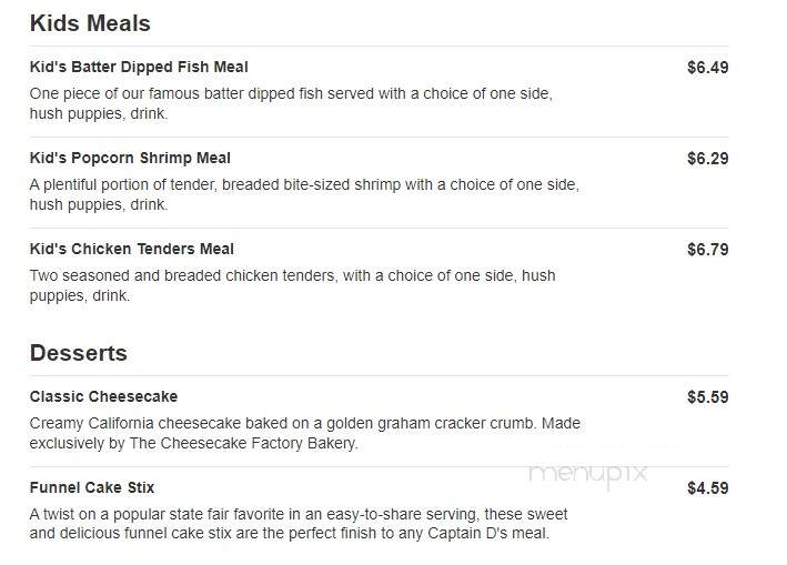 Captain D's Seafood - Crossville, TN menu_pic