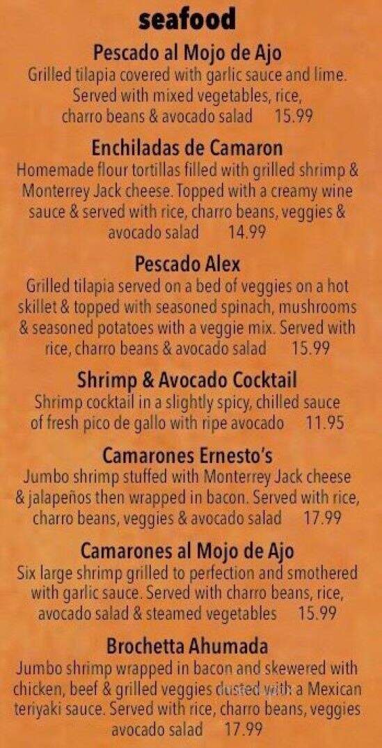 Ernesto's Mexican Restaurant - Pilot Point, TX menu_pic
