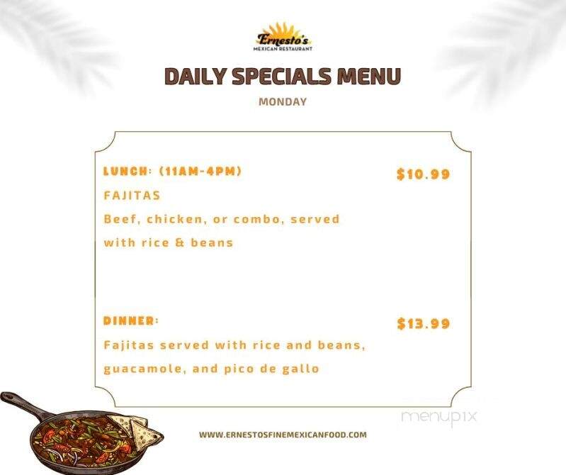 Ernesto's Mexican Restaurant - Pilot Point, TX menu_pic
