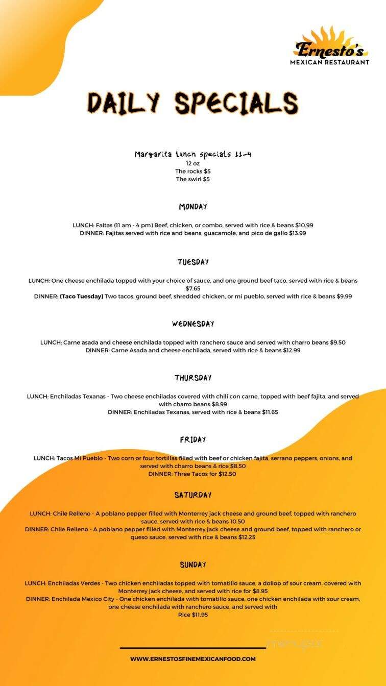 Ernesto's Mexican Restaurant - Pilot Point, TX menu_pic