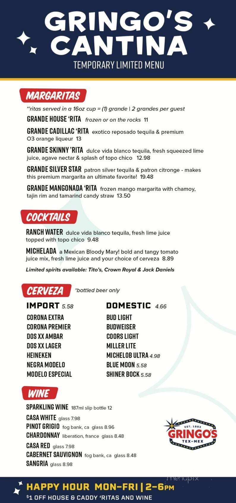 Gringos' Mexican Kitchen - Texas City, TX menu_pic