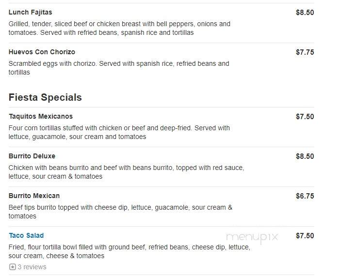 El Charro Mexican Restaurant - Fredericksburg, VA menu_pic