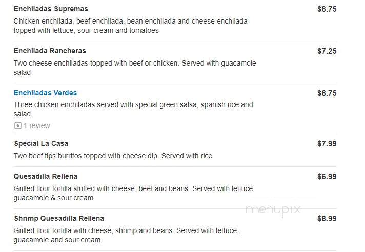 El Charro Mexican Restaurant - Fredericksburg, VA menu_pic