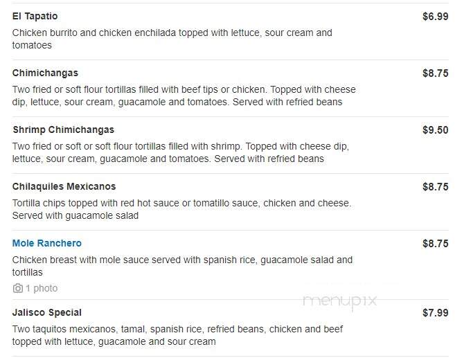 El Charro Mexican Restaurant - Fredericksburg, VA menu_pic