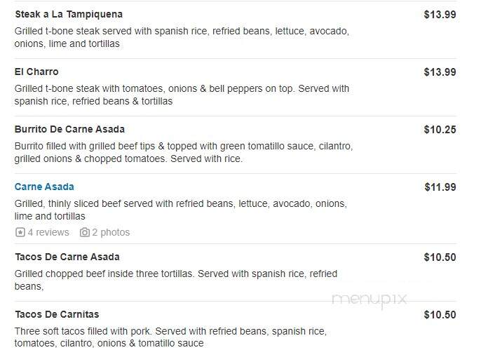 El Charro Mexican Restaurant - Fredericksburg, VA menu_pic